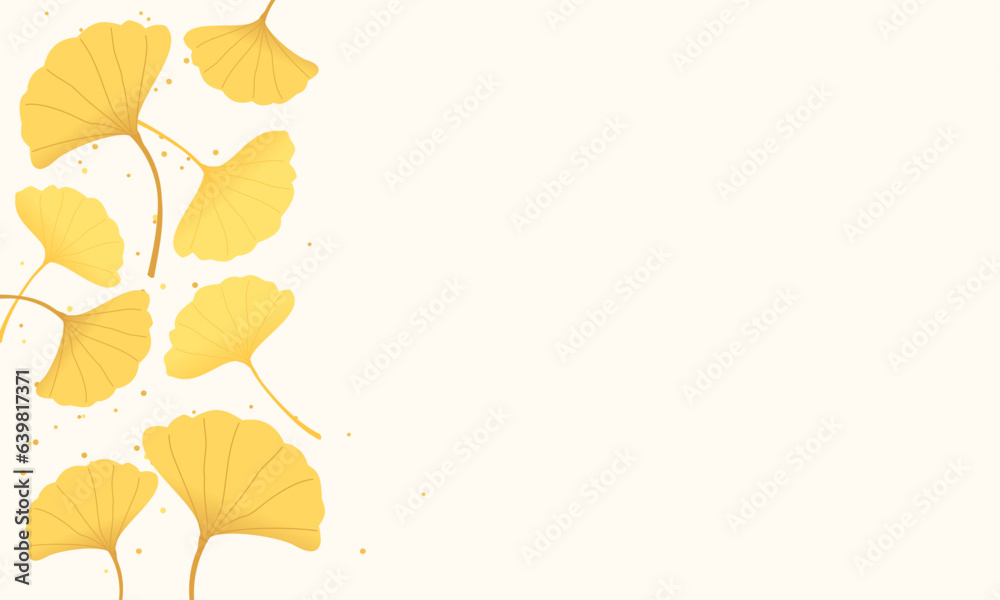 Ginkgo, autumn leaves on pastel background vector.