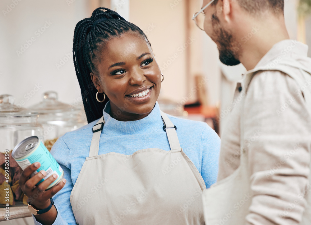 Woman, helping and customer with product in store with question, information or advice on retail, sh