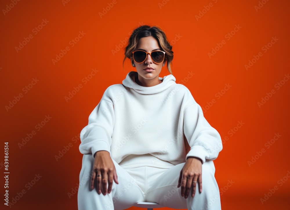 fashion woman in white and orange colors