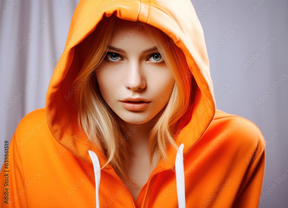 fashion woman in white and orange colors