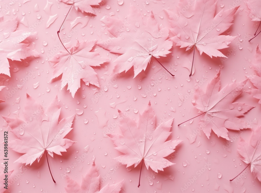 Pink autumn leaves background