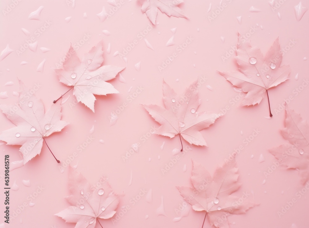 Pink autumn leaves background