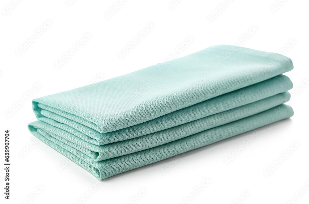 Folded clean napkins isolated on white background