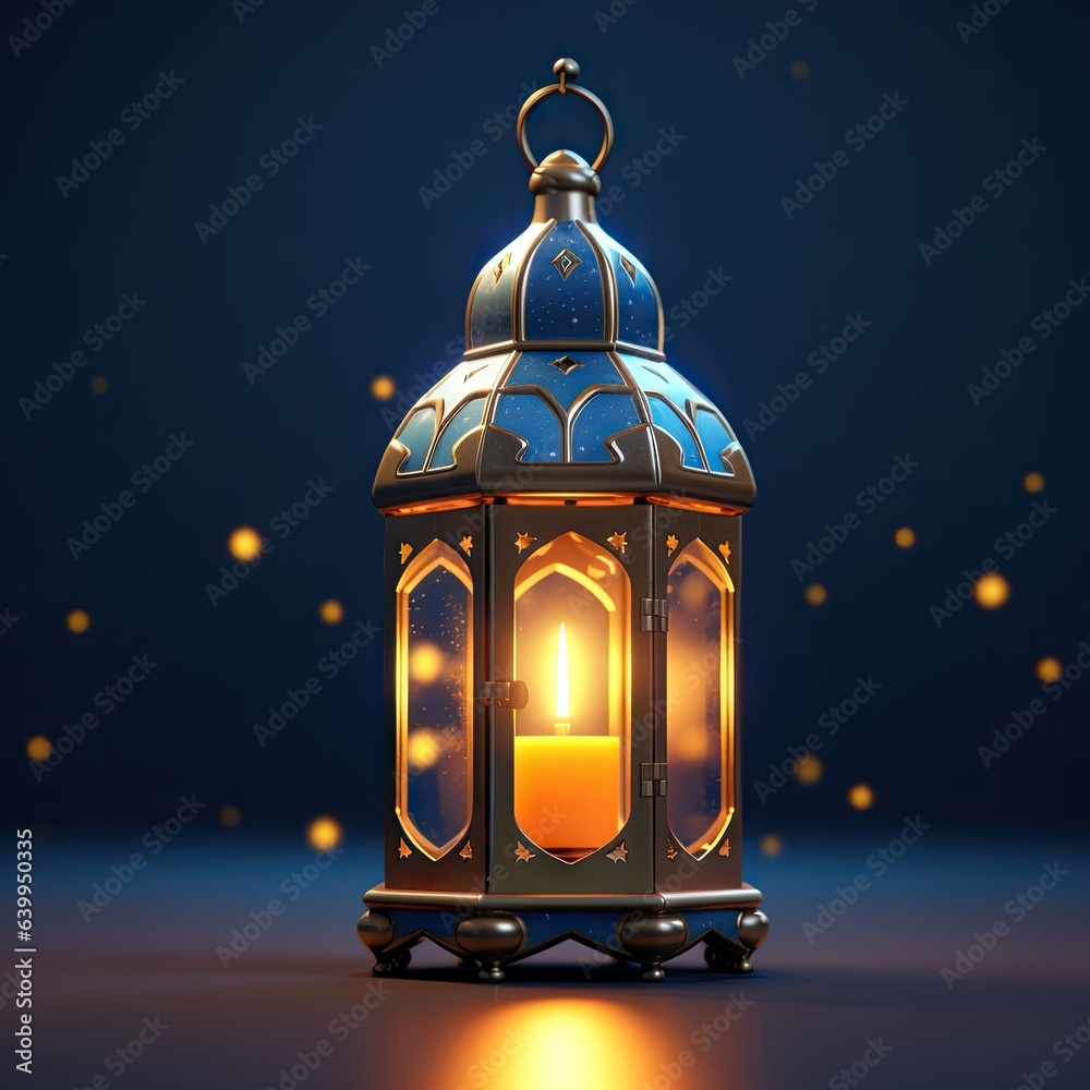 a traditional arabic glowing lantern