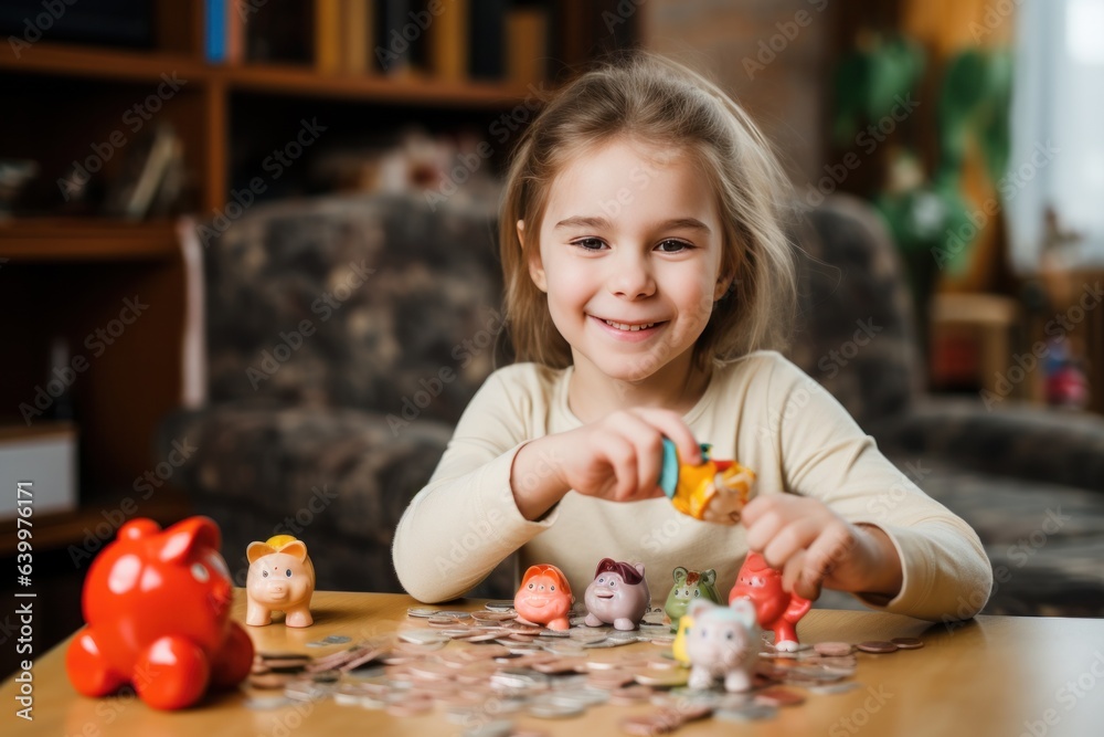 Girl saving up for a toy