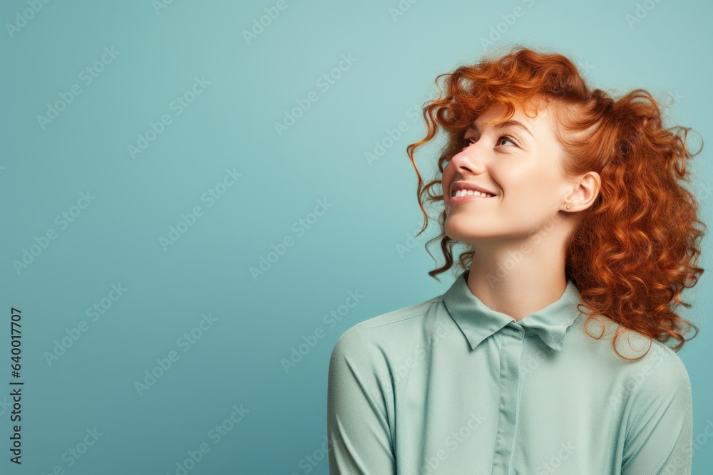 Woman with red hair thinking about something