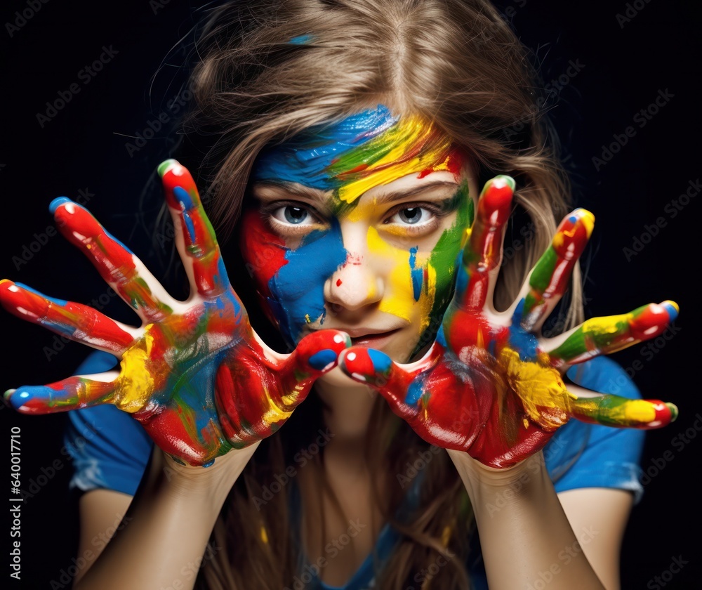 Young girl with paints