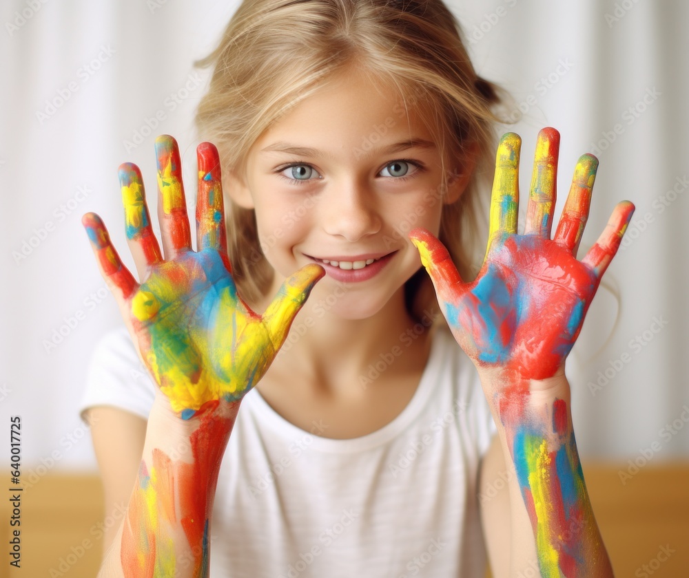 Young girl with paints