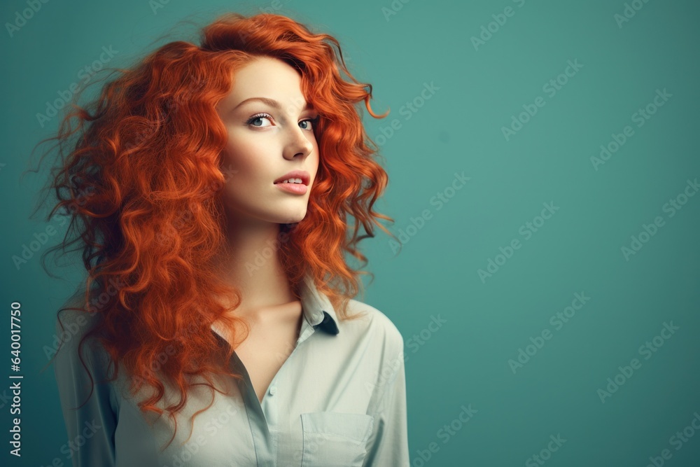 Woman with red hair thinking about something