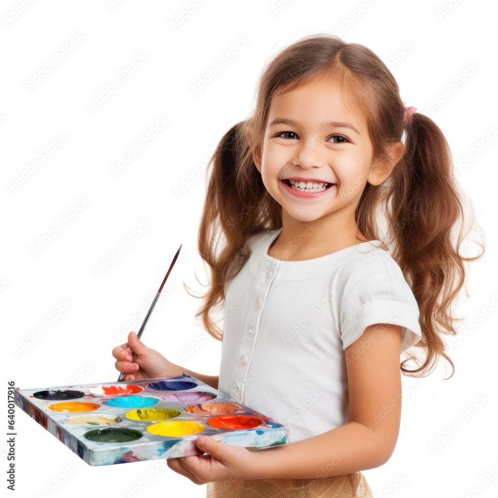 Young girl with paints