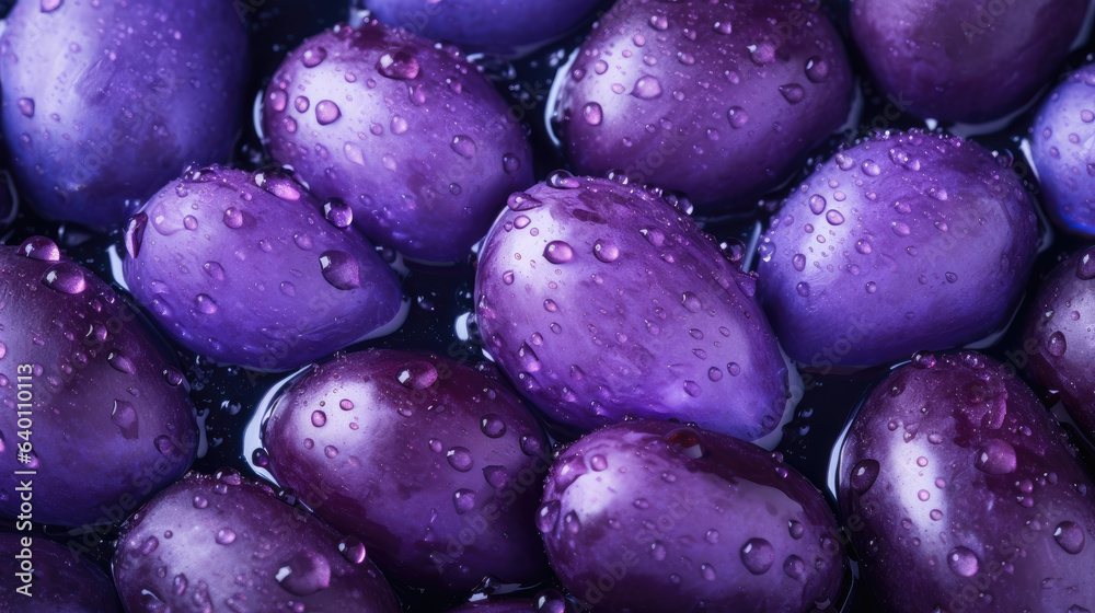 Purple ube with waterdrops