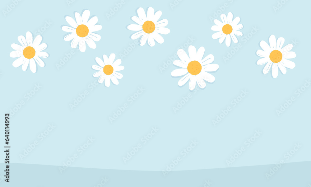 Daisy flower on blue background vector illustration.