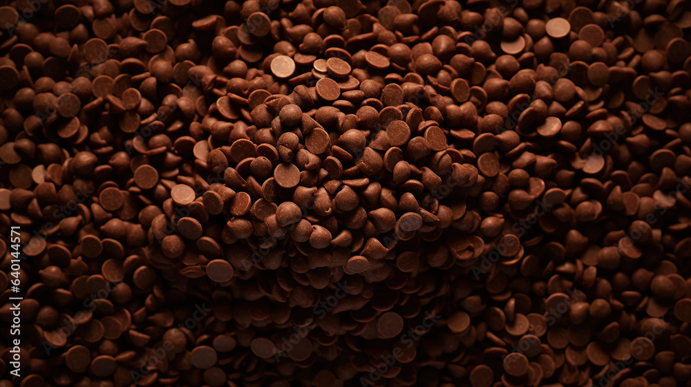 Chocolate sprinkles background. Sweet cocoa flakes. Generative AI