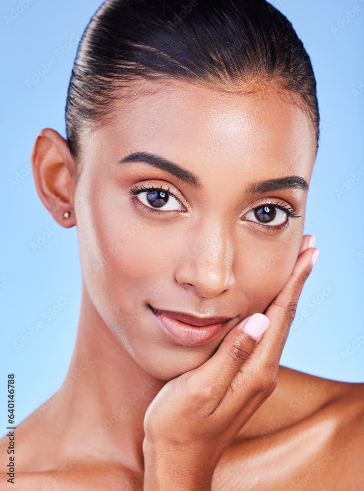 Beauty, health and skincare with portrait of woman in studio for cosmetics, dermatology and facial. 