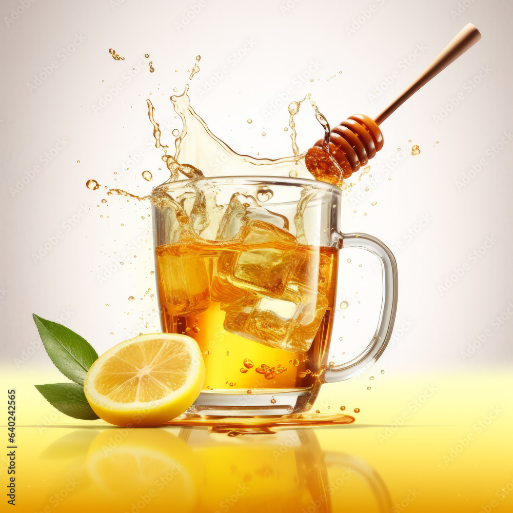 splashing iced tea with lemon