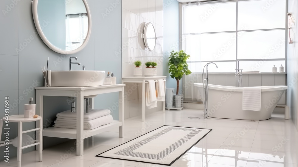 Luxurious interior of a bathroom, Bathtubs and vanities, Property Interiors.