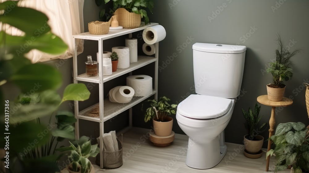 Ceramic toilet bowl in the bathroom.