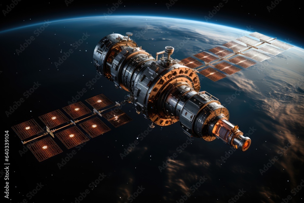 Space station harnessing solar energy from the sun