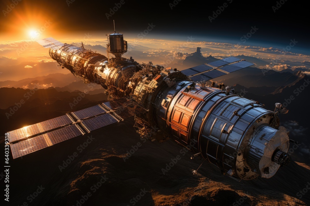 Space station harnessing solar energy from the sun