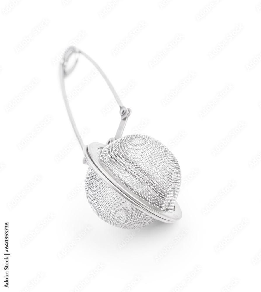 Metal tea infuser isolated on white background