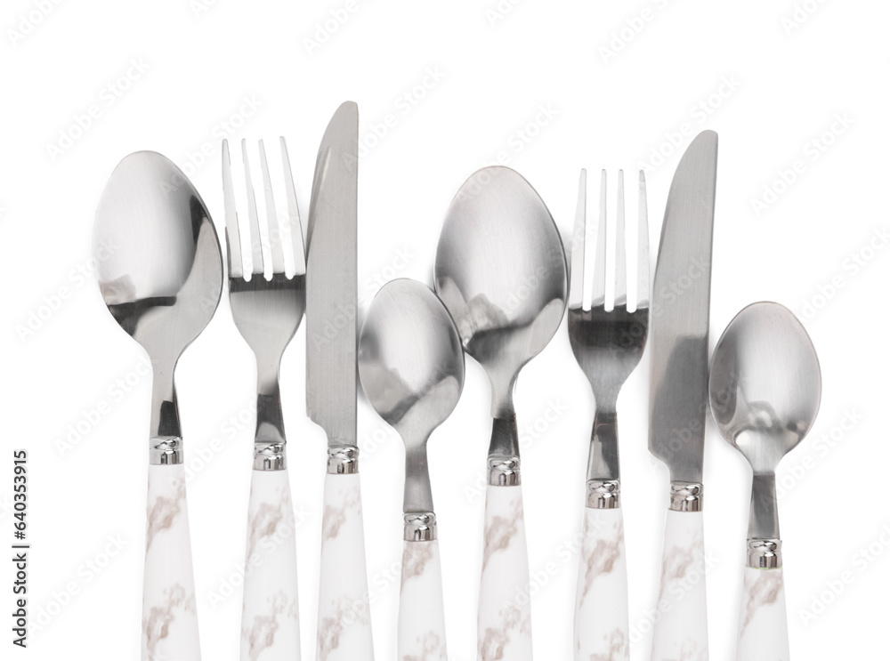 Stylish cutlery isolated on white background