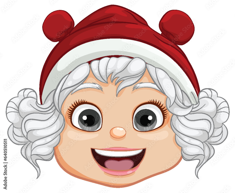 Cheerful Chubby Girl in Winter Beanie and Santa Hat