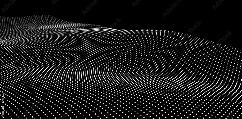 Abstract form consisting of small particles. Objects with dots. 3d vector illustration.