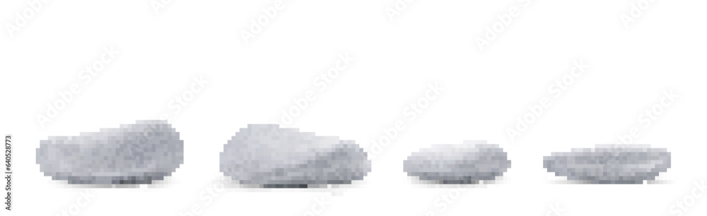 Collection different rocks isolated on white background.Vector illustration