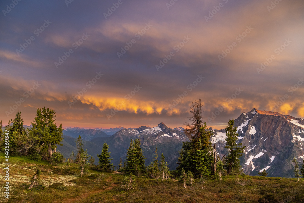 sunset in the mountains