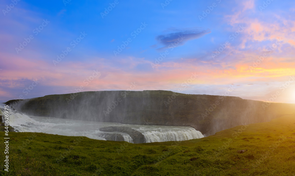 Reykjavik, tour to scenic Gullfoss Falls, a part of Iceland Golden Circle travel destination.