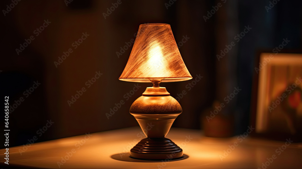 a table lamp spending warm light. Idea for interior design. Generative Ai