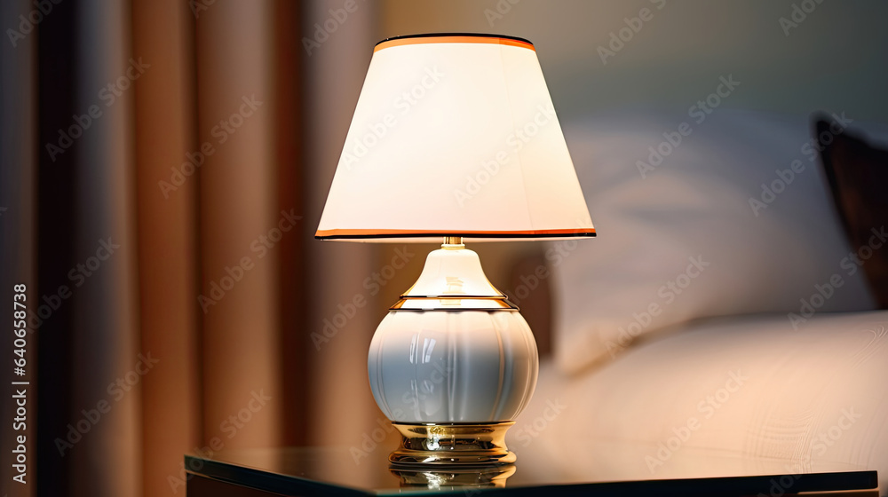 Bedside table lamp in modern contemporary style isolated on white background. Idea for interior desi