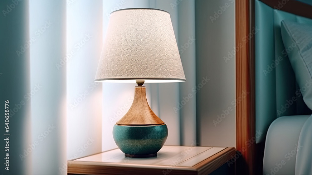 Bedside table lamp in modern contemporary style isolated on white background. Idea for interior desi