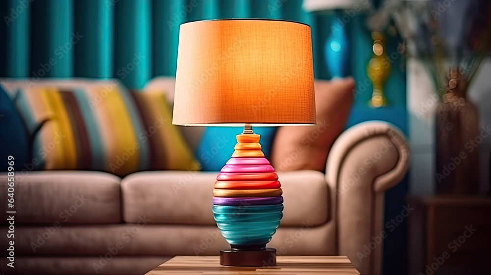 Home decoration and decorative lampshade in living room. Idea for interior design. Generative Ai