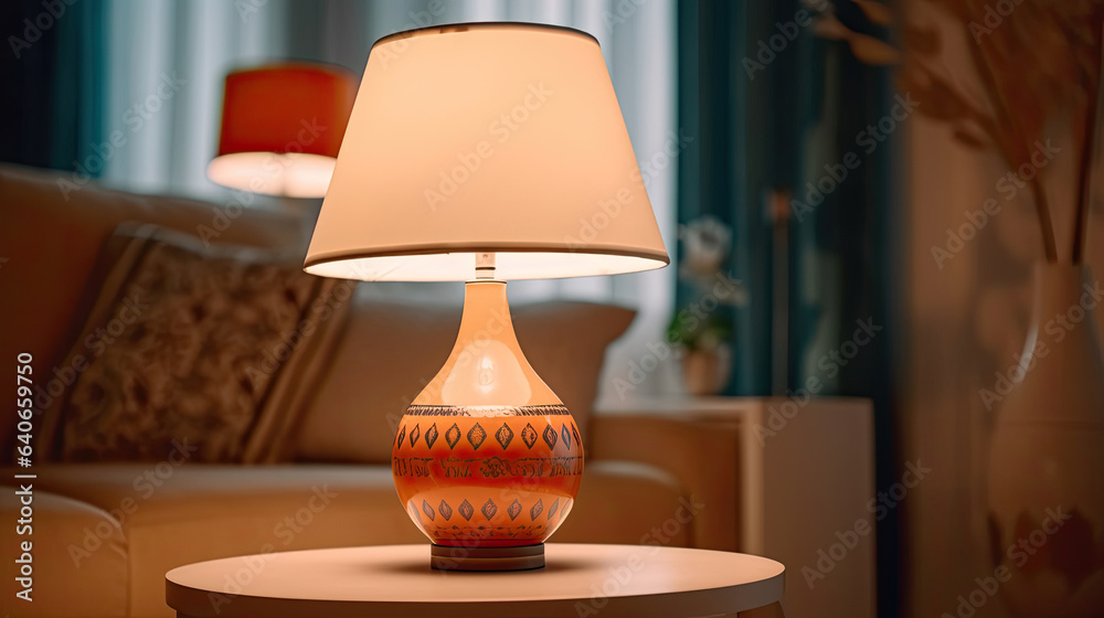 lamp in living room. Idea for interior design. Generative Ai