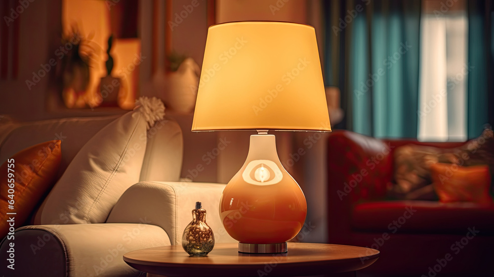 lamp in living room. Idea for interior design. Generative Ai