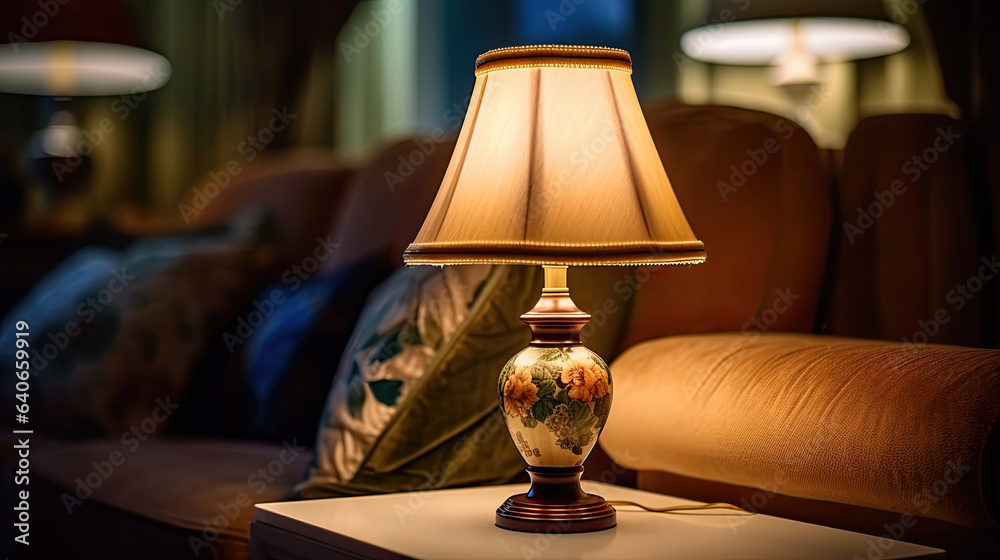 lamp in living room. Idea for interior design. Generative Ai