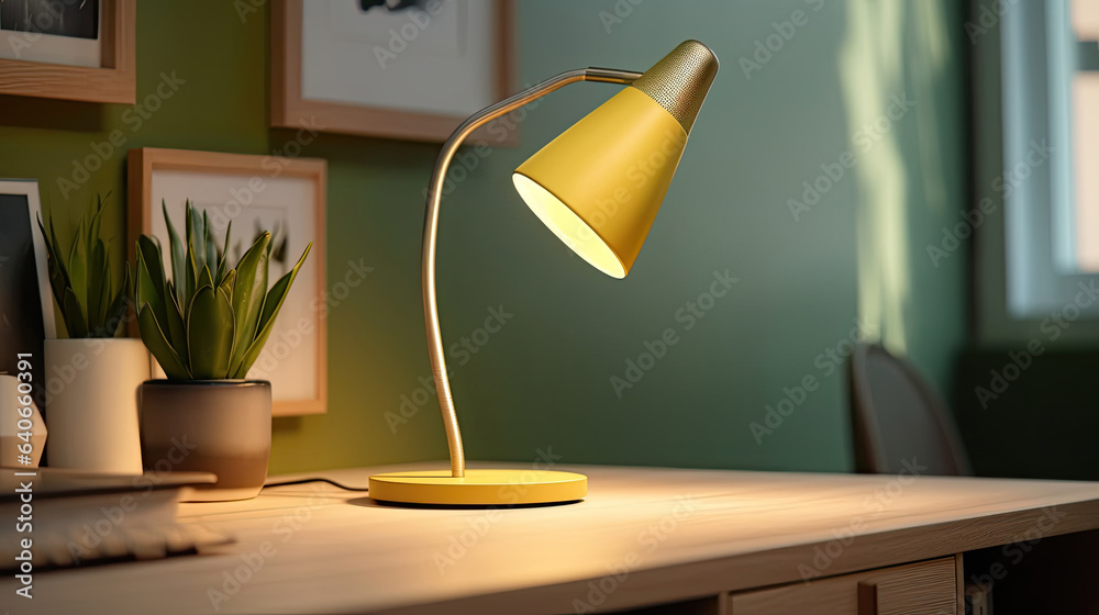 Modern Scandinavian style desk lamp. Idea for interior design. Generative Ai