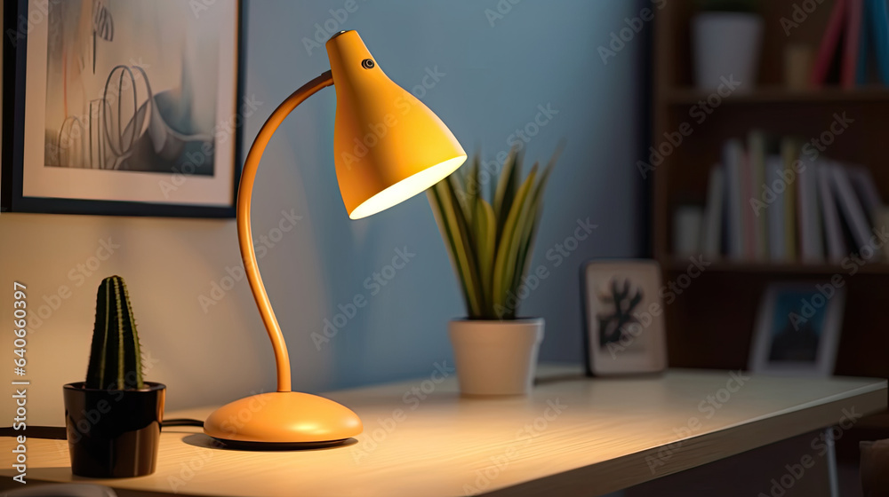 Modern Scandinavian style desk lamp. Idea for interior design. Generative Ai