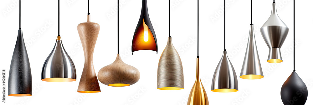 Set of different stylish floor lamps isolated on white background. Idea for interior design. Generat