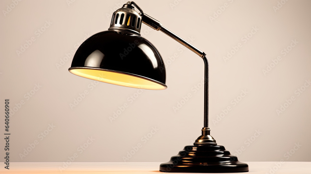 Vintage black desk lamp isolated on white background. Idea for interior design. Generative Ai