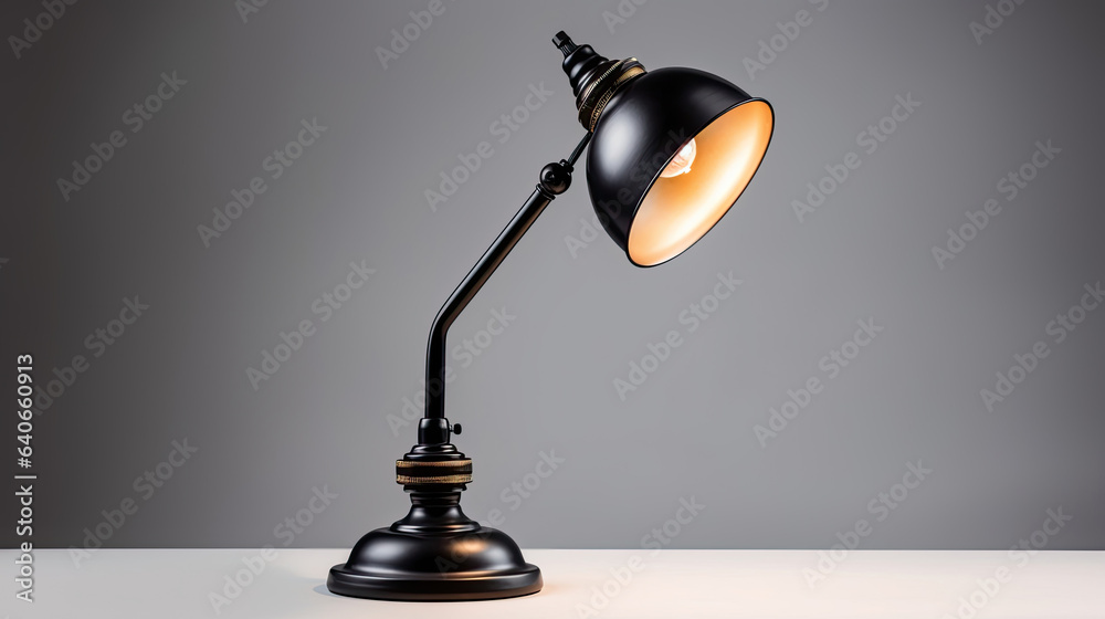 Vintage black desk lamp isolated on white background. Idea for interior design. Generative Ai