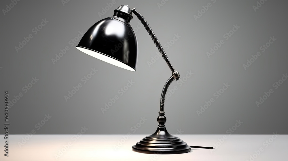 Vintage black desk lamp isolated on white background. Idea for interior design. Generative Ai