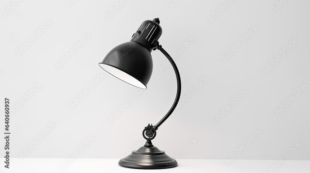 Vintage black desk lamp isolated on white background. Idea for interior design. Generative Ai