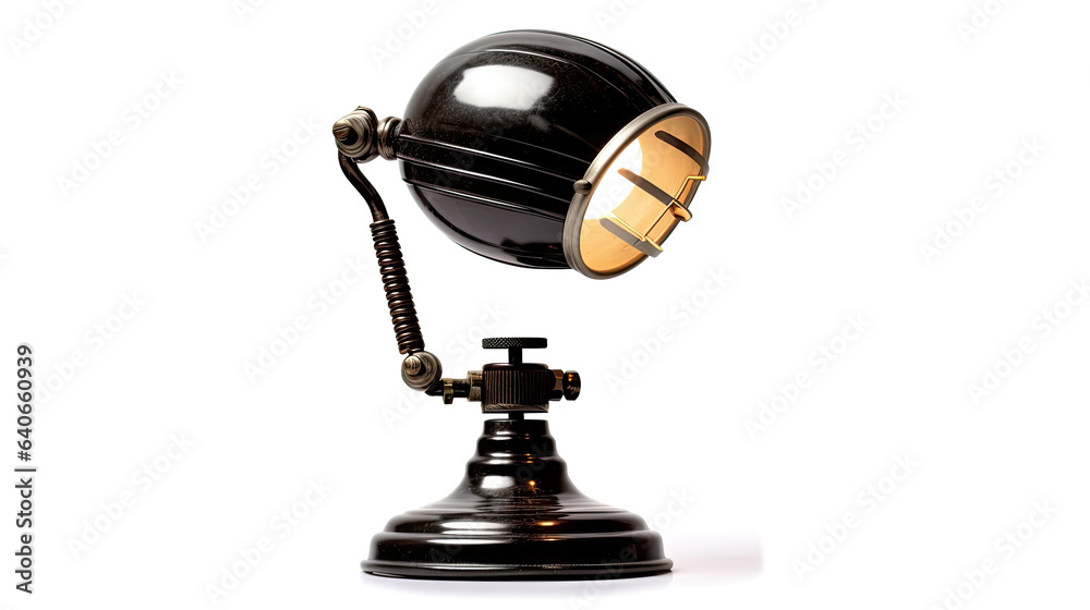 Vintage black desk lamp isolated on white background. Idea for interior design. Generative Ai