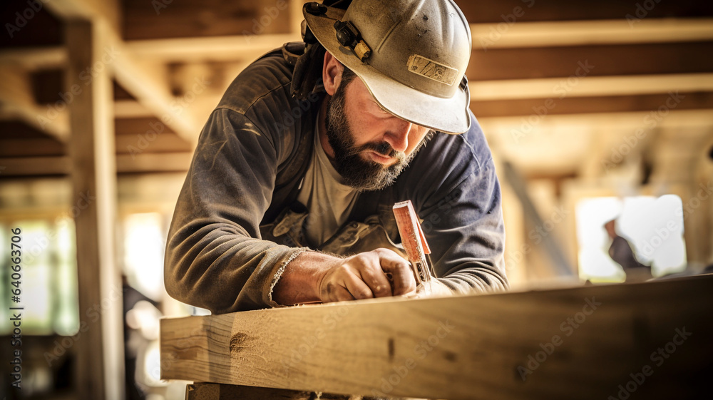 Carpenter building a new house