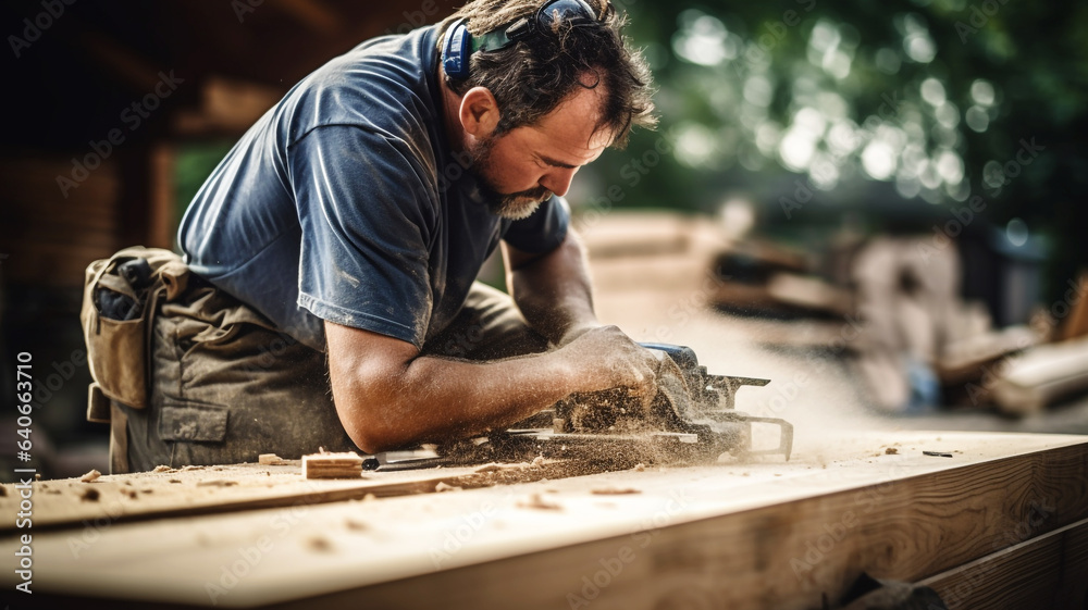 Carpenter building a new house