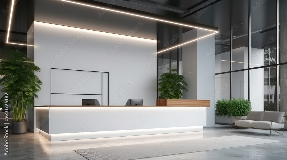 Modern business offices reception, Hotel lobby and waiting area concept.