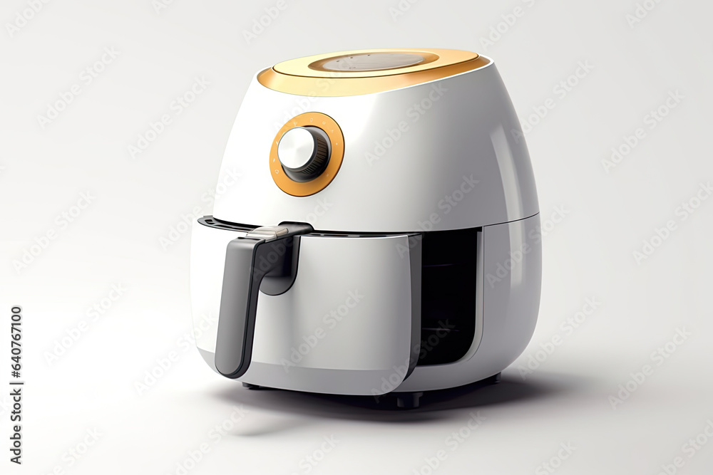 Air fryer oil free or deep fryer machine isolated on white background. Generative Ai