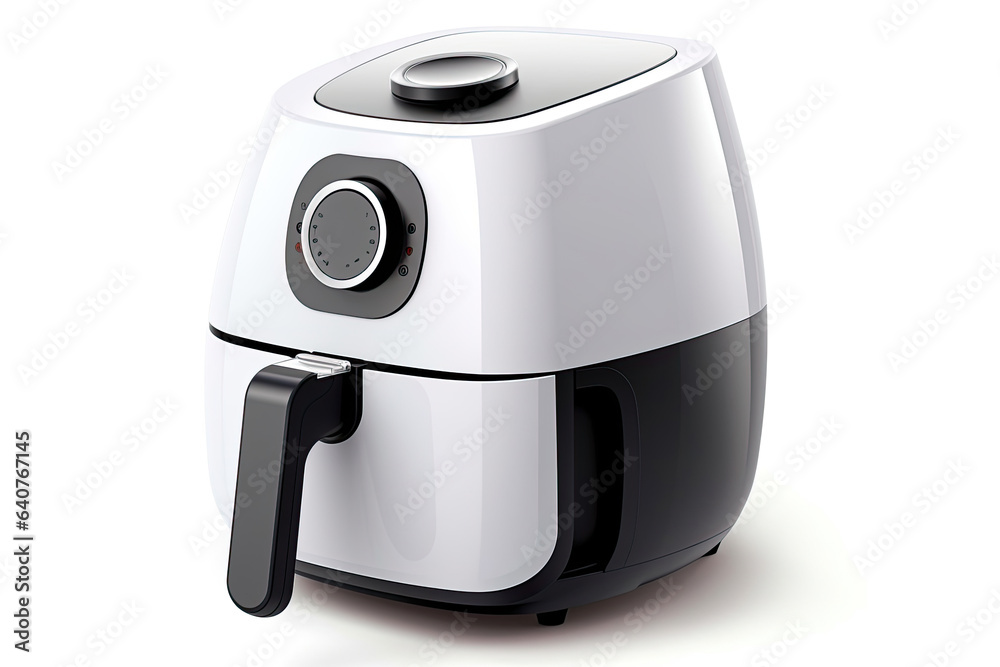 Air fryer oil free or deep fryer machine isolated on white background. Generative Ai